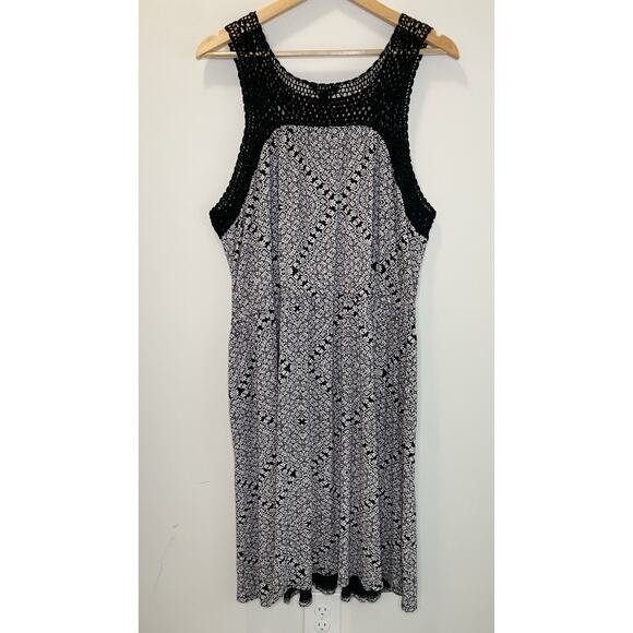 Lucky Brand Floral Crochet Midi Dress Plus Boho 2X Paisley Sleeveless Pockets - Picture 6 of 10